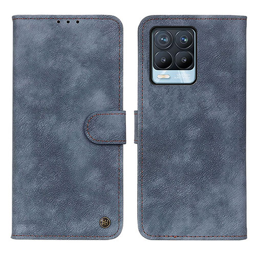 Leather Case Stands Flip Cover Holder D10Y for Realme 8 4G Blue