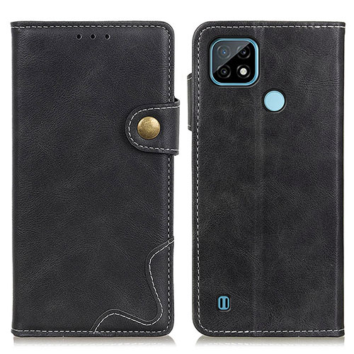 Leather Case Stands Flip Cover Holder D10Y for Realme C21 Black