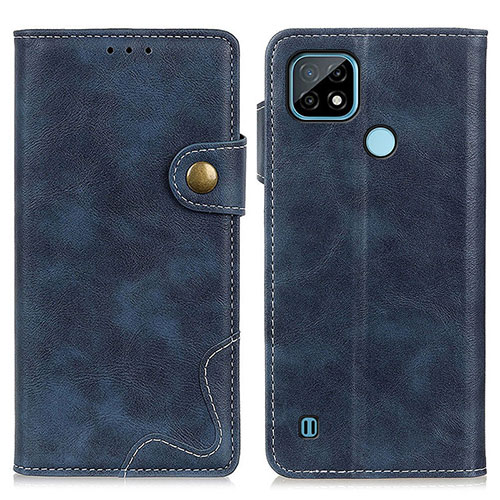 Leather Case Stands Flip Cover Holder D10Y for Realme C21 Blue