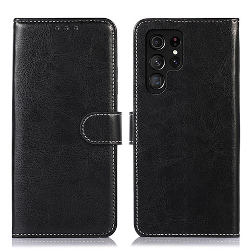 Leather Case Stands Flip Cover Holder D10Y for Samsung Galaxy S23 Ultra 5G Black