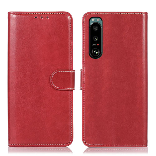 Leather Case Stands Flip Cover Holder D10Y for Sony Xperia 5 III SO-53B Red