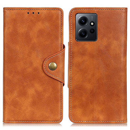 Leather Case Stands Flip Cover Holder D10Y for Xiaomi Redmi Note 12 4G Brown