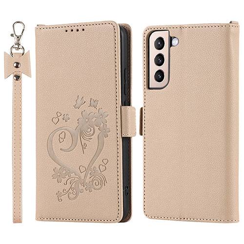 Leather Case Stands Flip Cover Holder D11T for Samsung Galaxy S23 5G Gold