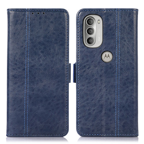 Leather Case Stands Flip Cover Holder D11Y for Motorola Moto G51 5G Blue