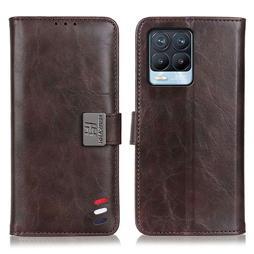 Leather Case Stands Flip Cover Holder D11Y for Realme 8 4G Brown