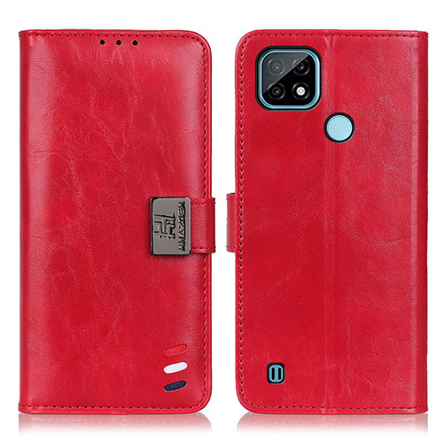 Leather Case Stands Flip Cover Holder D11Y for Realme C21 Red