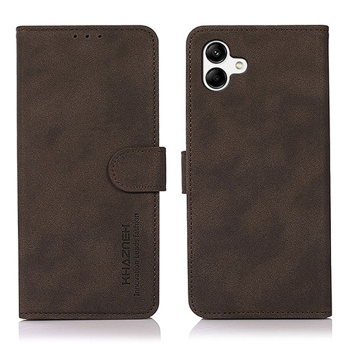 Leather Case Stands Flip Cover Holder D11Y for Samsung Galaxy A04 4G Brown