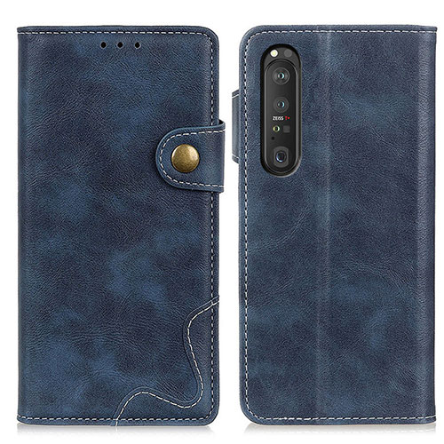 Leather Case Stands Flip Cover Holder D11Y for Sony Xperia 1 III Blue