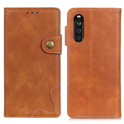 Leather Case Stands Flip Cover Holder D11Y for Sony Xperia 10 III SO-52B Brown