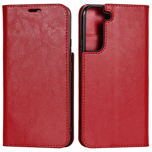 Leather Case Stands Flip Cover Holder D13T for Samsung Galaxy S21 5G Red