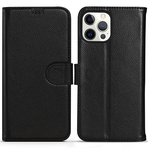 Leather Case Stands Flip Cover Holder DL1 for Apple iPhone 13 Pro Black