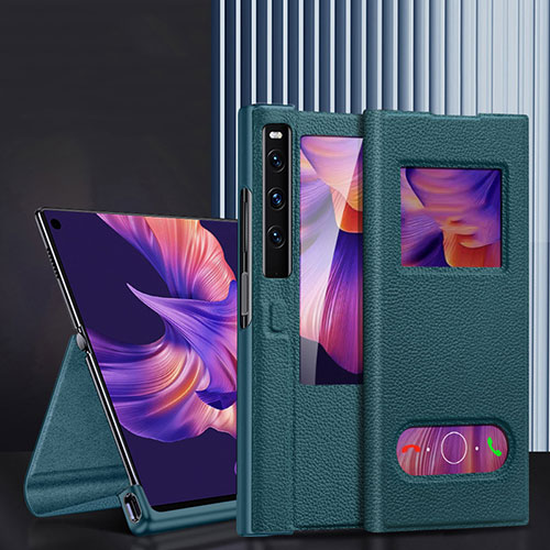 Leather Case Stands Flip Cover Holder DL4 for Huawei Mate Xs 2 Green