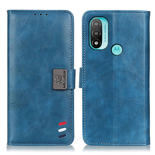 Leather Case Stands Flip Cover Holder DY01 for Motorola Moto E20 Blue