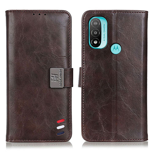 Leather Case Stands Flip Cover Holder DY01 for Motorola Moto E40 Brown