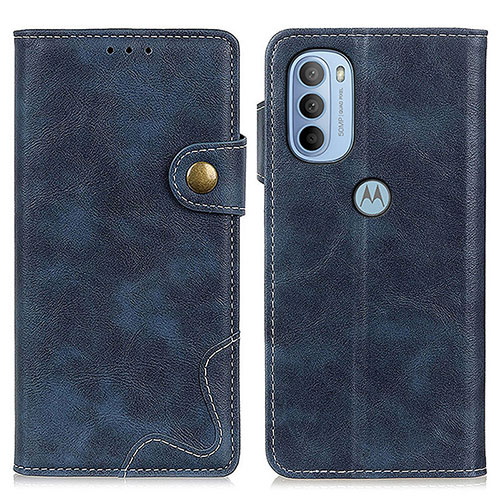 Leather Case Stands Flip Cover Holder DY01 for Motorola Moto G31 Blue