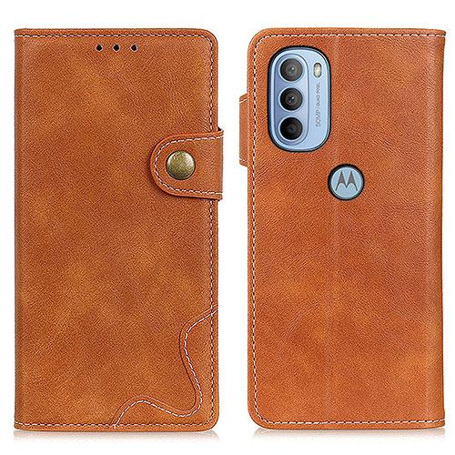 Leather Case Stands Flip Cover Holder DY01 for Motorola Moto G31 Brown