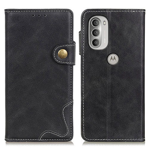 Leather Case Stands Flip Cover Holder DY01 for Motorola Moto G51 5G Black