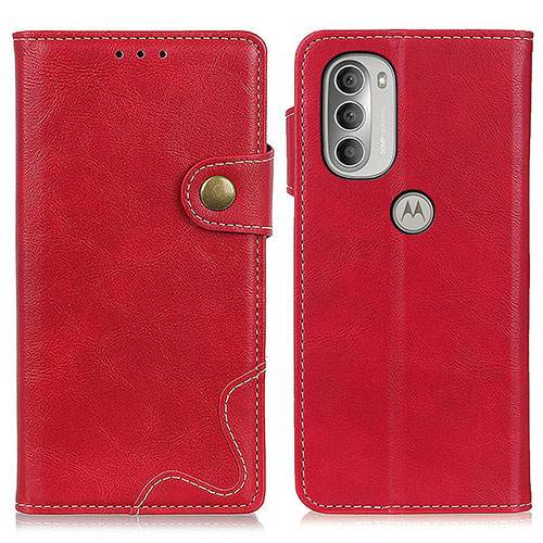 Leather Case Stands Flip Cover Holder DY01 for Motorola Moto G51 5G Red