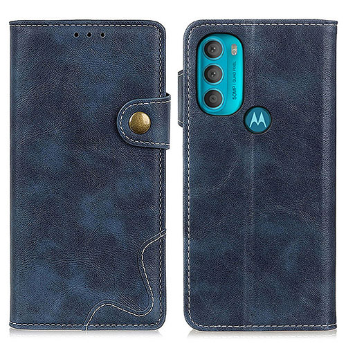 Leather Case Stands Flip Cover Holder DY01 for Motorola Moto G71 5G Blue