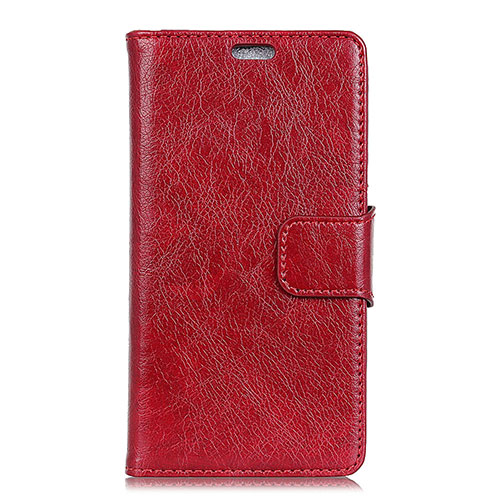 Leather Case Stands Flip Cover Holder for Alcatel 1 Red