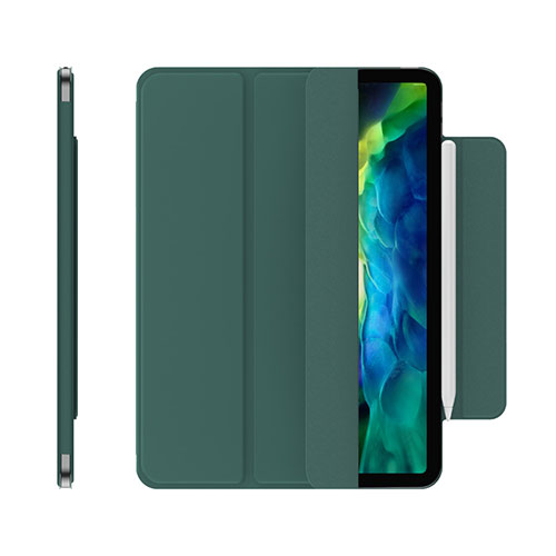 Leather Case Stands Flip Cover Holder for Apple iPad Pro 12.9 (2021) Green