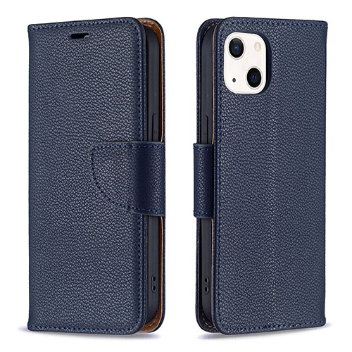 Leather Case Stands Flip Cover Holder for Apple iPhone 14 Plus Blue