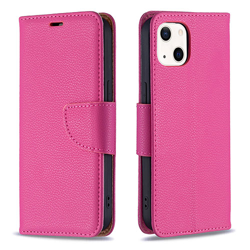 Leather Case Stands Flip Cover Holder for Apple iPhone 14 Plus Hot Pink