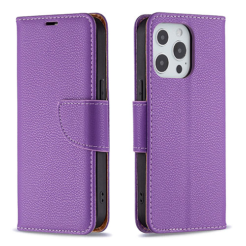 Leather Case Stands Flip Cover Holder for Apple iPhone 14 Pro Purple