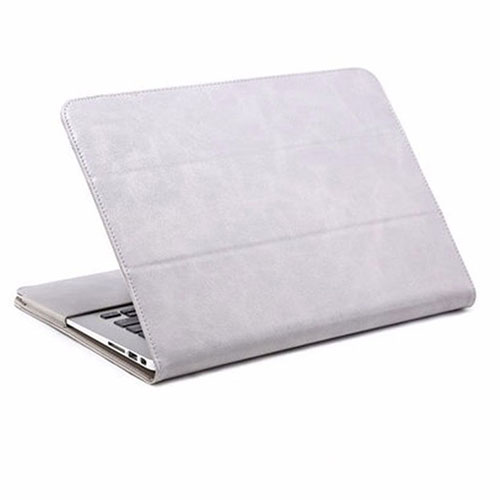 Leather Case Stands Flip Cover Holder for Apple MacBook Air 13 inch (2020) Gray