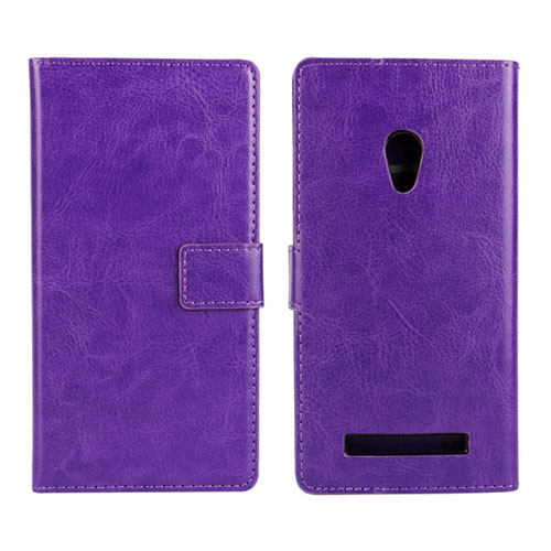 Leather Case Stands Flip Cover Holder for Asus Zenfone 5 Purple