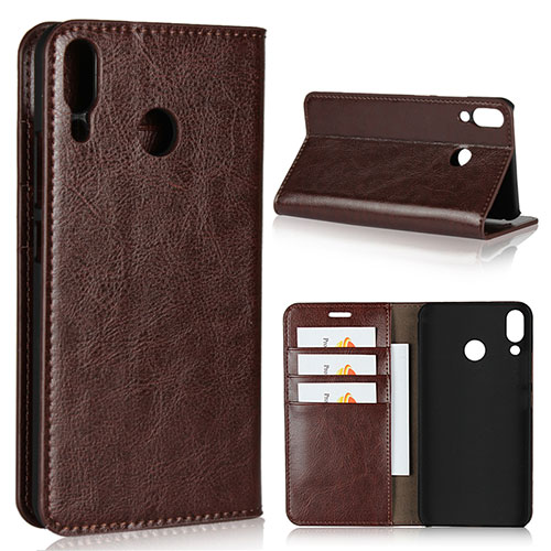 Leather Case Stands Flip Cover Holder for Asus Zenfone 5z ZS620KL Brown