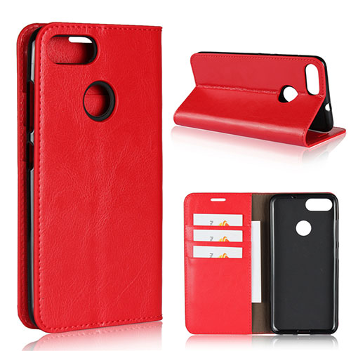 Leather Case Stands Flip Cover Holder for Asus Zenfone Max Plus M1 ZB570TL Red