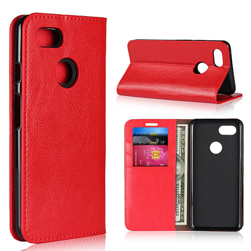 Leather Case Stands Flip Cover Holder for Google Pixel 3 Red