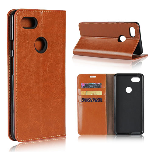 Leather Case Stands Flip Cover Holder for Google Pixel 3 XL Orange