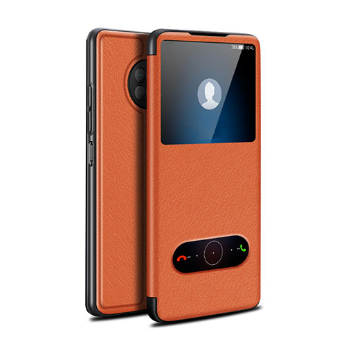 Leather Case Stands Flip Cover Holder for Huawei Enjoy 20 Plus 5G Orange