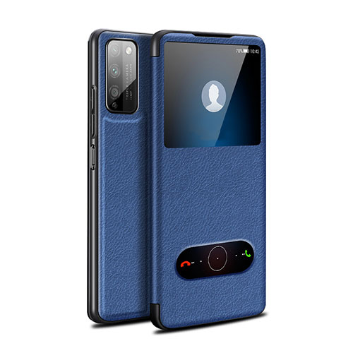 Leather Case Stands Flip Cover Holder for Huawei Honor 30 Lite 5G Blue