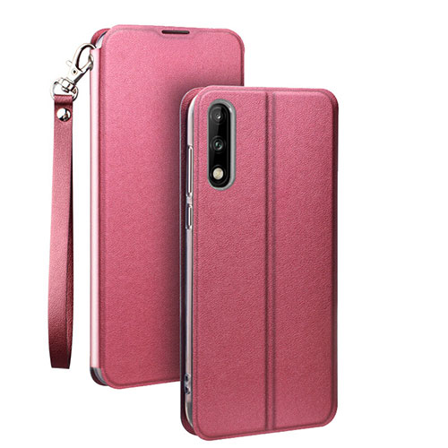 Leather Case Stands Flip Cover Holder for Huawei Honor 9X Pink