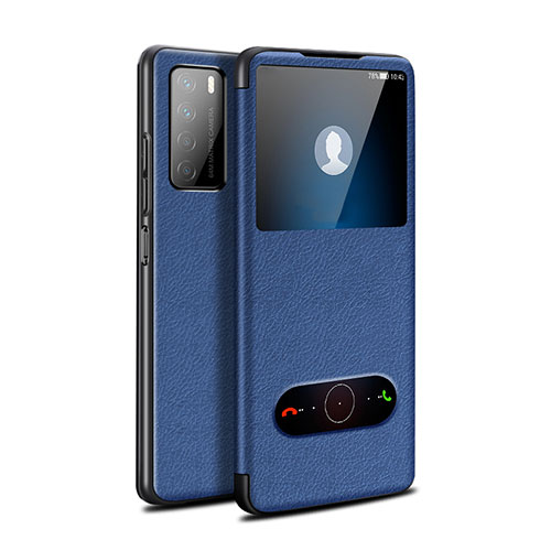 Leather Case Stands Flip Cover Holder for Huawei Honor Play4 5G Blue