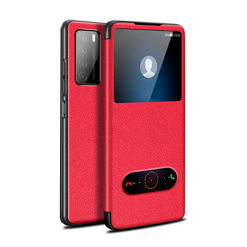 Leather Case Stands Flip Cover Holder for Huawei Honor Play4 5G Red