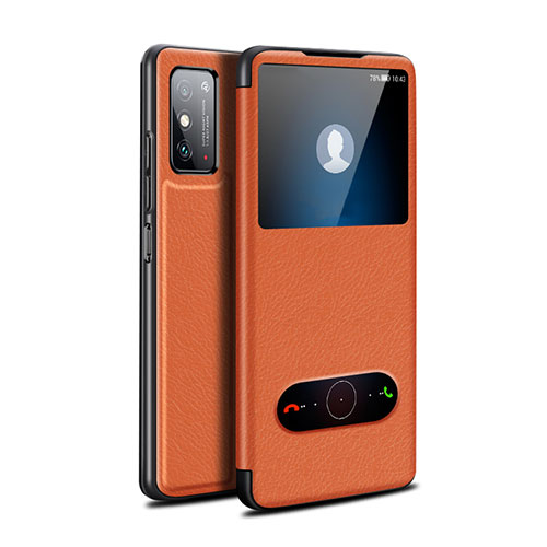 Leather Case Stands Flip Cover Holder for Huawei Honor X10 Max 5G Orange