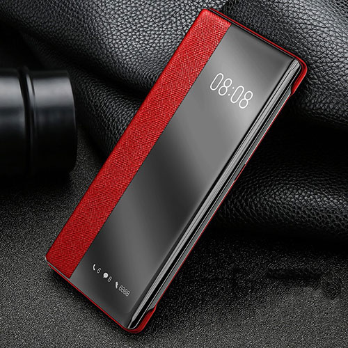 Leather Case Stands Flip Cover Holder for Huawei P40 Pro Red