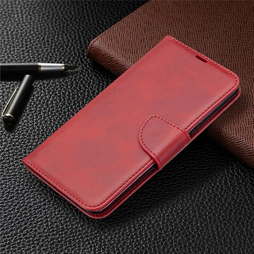 Leather Case Stands Flip Cover Holder for LG K61 Red