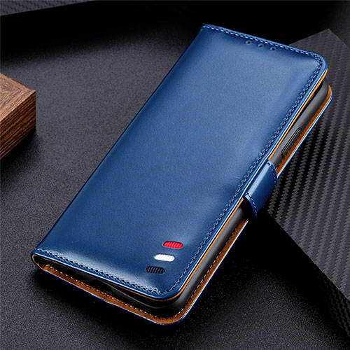 Leather Case Stands Flip Cover Holder for Motorola Moto E7 (2020) Blue