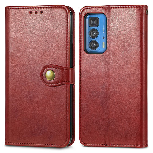 Leather Case Stands Flip Cover Holder for Motorola Moto Edge S Pro 5G Red