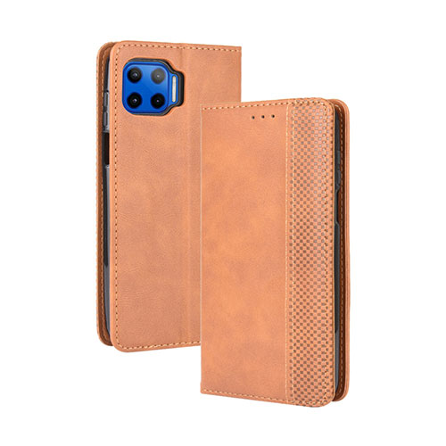 Leather Case Stands Flip Cover Holder for Motorola Moto G 5G Plus Orange