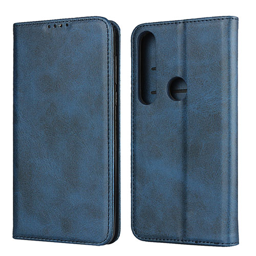 Leather Case Stands Flip Cover Holder for Motorola Moto G8 Plus Blue