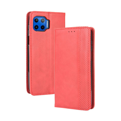 Leather Case Stands Flip Cover Holder for Motorola Moto One 5G Red