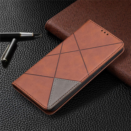 Leather Case Stands Flip Cover Holder for Nokia 3.4 Brown