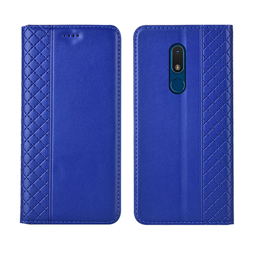 Leather Case Stands Flip Cover Holder for Nokia C3 Blue