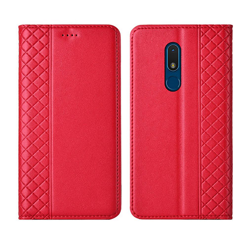 Leather Case Stands Flip Cover Holder for Nokia C3 Red